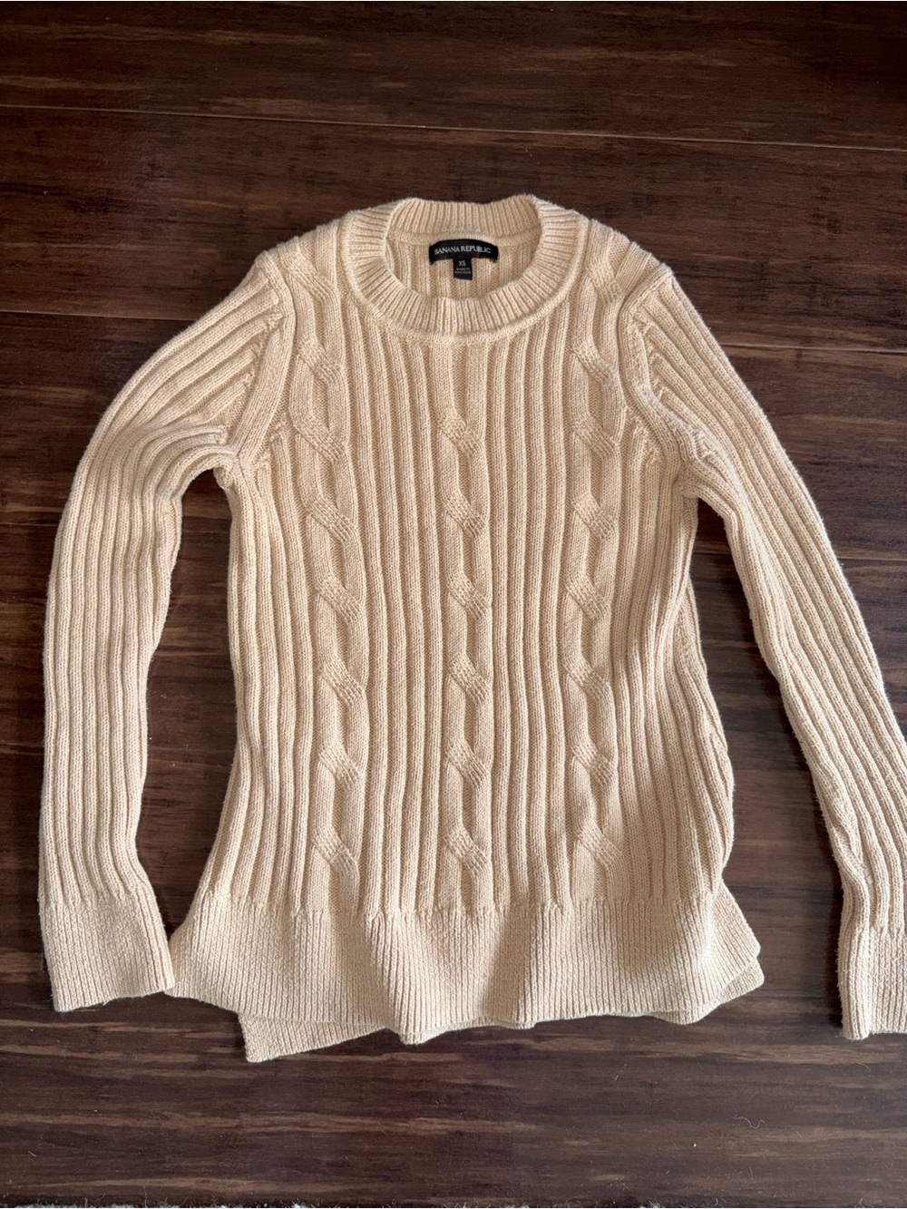 Banana Republic Cream Cable Ribbed Crewneck Sweater